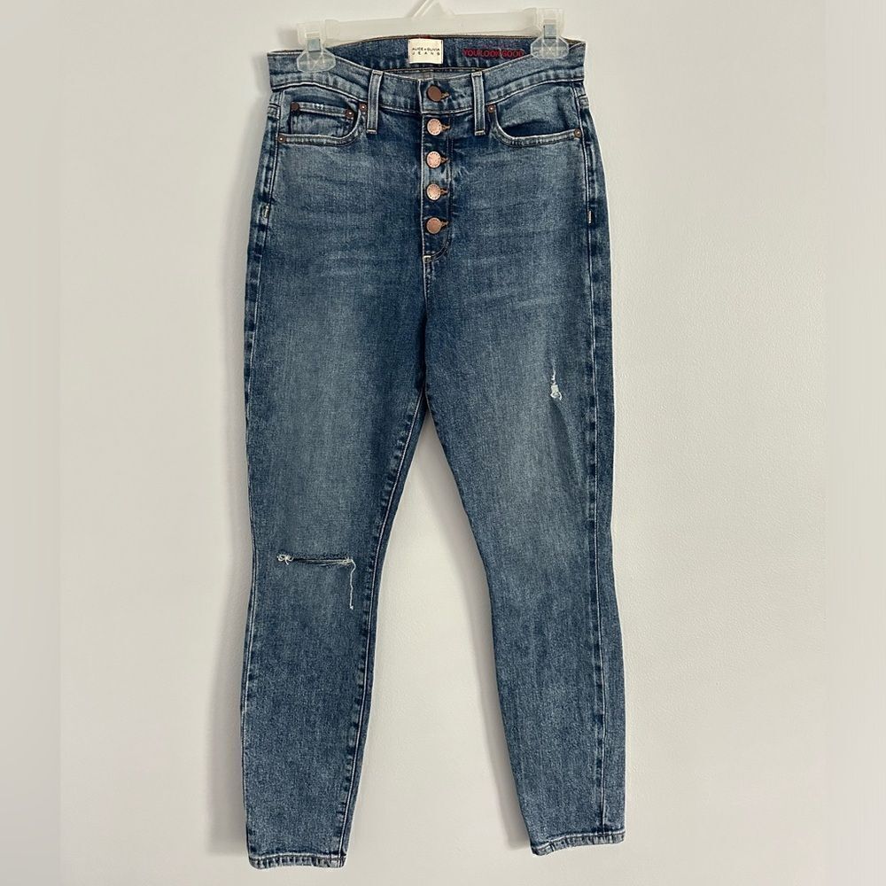 Alice + Olivia Good High Rise Exposed Button Jeans In Tried & True 28